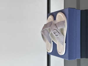 Dior Alias Criss Cross Light Gray Suede Leather Flat Slides Sandals Dior Alias Criss Cross Light Gray Suede Leather Flat Slides Sandals