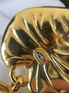 Chanel CC Logo Gold Leaf Earrings