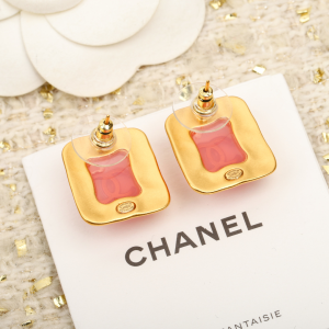 Chanel CC Logo Square Pink Earrings