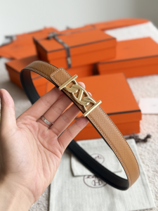Hermes My H Buckle Brown Black Calfskin Leather Belt 24MM Hermes My H Buckle Brown Black Calfskin Leather Belt 24MM