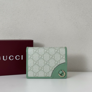 Gucci GG Emblem Small Wallet Light Green New GG Monogra Fabric and Leather Gucci GG Emblem Small Wallet Light Green New GG Monogra Fabric and Leather