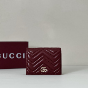 Gucci Red Leather GG Marmont Small Wallet Gucci Red Leather GG Marmont Small Wallet