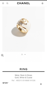 Chanel White Crystals CC Logo Rings