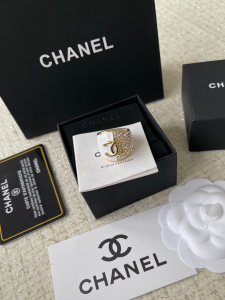 Chanel White Crystals CC Logo Rings