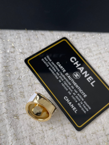 Chanel White Crystals CC Logo Rings