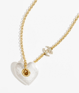 Chanel White Heart Pendant Necklaces