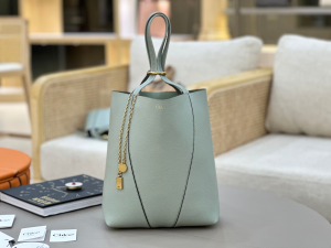 Chloe Medium Spin Tote Bag Light Blue Grained Calfskin Leather Chloe Medium Spin Tote Bag Light Blue Grained Calfskin Leather