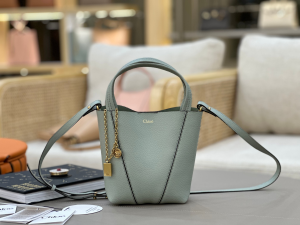 Chloe Small Spin Tote Bag Light Blue Grained Calfskin Leather Chloe Small Spin Tote Bag Light Blue Grained Calfskin Leather