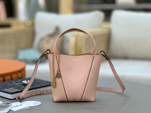 Chloe Small Spin Tote Bag Pink Grained Calfskin Leather Chloe Small Spin Tote Bag Pink Grained Calfskin Leather