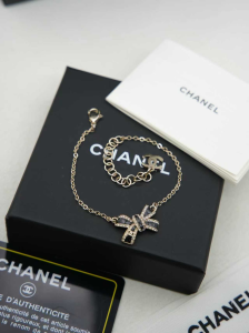 Chanel Crystal Bow Bracelets Black