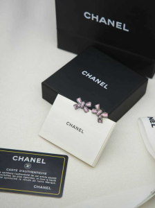 Chanel Crystal Bow Earrings Pink