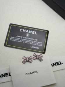 Chanel Crystal Bow Earrings Pink