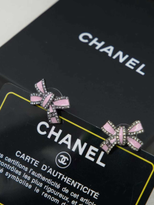 Chanel Crystal Bow Earrings Pink