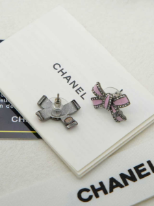 Chanel Crystal Bow Earrings Pink