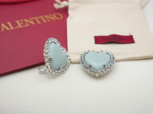 Valentino Crystal Heart Coeur Hyperbole Earrings Light Blue Valentino Crystal Heart Coeur Hyperbole Earrings Light Blue
