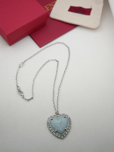 Valentino Crystal Heart Coeur Hyperbole Pendant Necklaces Light Blue Valentino Crystal Heart Coeur Hyperbole Pendant Necklaces Light Blue