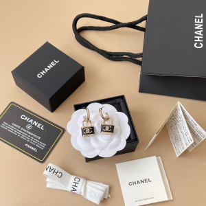 Chanel Black Lock Earrings