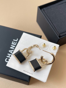 Chanel Black Lock Earrings