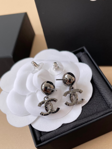 Chanel Crystal CC Red Pearl Earrings