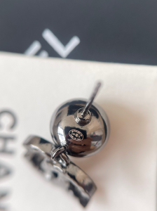 Chanel Crystal CC Red Pearl Earrings