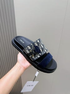 Dior Aqua Flat Sandals Navy Blue Dior Jacquard Canvas and Suede Leather Dior Aqua Flat Sandals Navy Blue Dior Jacquard Canvas and Suede Leather