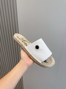 Loro Piana Naha Espadrille Flat Slides Sandals White Grained Calf Leather Loro Piana Naha Espadrille Flat Slides Sandals White Grained Calf Leather