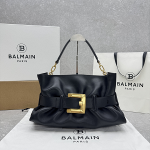 Balmain Medium Anthem Buckled Leather Shoulder Bag Black Balmain Medium Anthem Buckled Leather Shoulder Bag Black