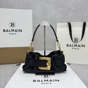 Balmain Mini Anthem Buckled Leather Shoulder Bag Black Balmain Mini Anthem Buckled Leather Shoulder Bag Black