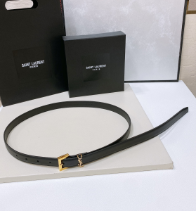 Saint Laurent YSL Cassandre Square Black Leather Belt 20MM Saint Laurent YSL Cassandre Square Black Leather Belt 20MM