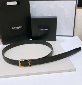 Saint Laurent YSL Cassandre Square Black Leather Belt 30MM Saint Laurent YSL Cassandre Square Black Leather Belt 30MM