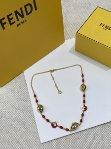 Fendi Forever Gold Metal and Red Enamel Necklaces Fendi Forever Gold Metal and Red Enamel Necklaces