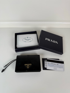 Prada Monogram Small Leather Wallet Black Prada Monogram Small Leather Wallet Black