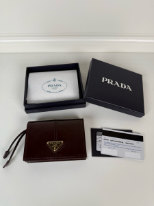 Prada Monogram Small Leather Wallet Burgundy Prada Monogram Small Leather Wallet Burgundy