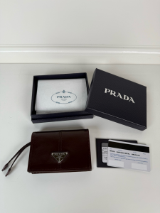 Prada Monogram Small Leather Wallet Burgundy Prada Monogram Small Leather Wallet Burgundy
