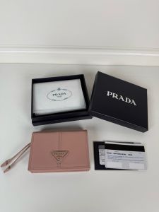 Prada Monogram Small Leather Wallet Light Pink Prada Monogram Small Leather Wallet Light Pink