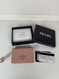 Prada Monogram Small Leather Wallet Light Pink Prada Monogram Small Leather Wallet Light Pink