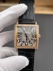 Franck Muller Master Square Crystals Black Crocodile Leather Watch Franck Muller Master Square Crystals Black Crocodile Leather Watch