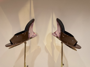 Dries Van Noten Patent Leather Wedge Mules Sandals Brown 105MM Dries Van Noten Patent Leather Wedge Mules Sandals Brown 105MM