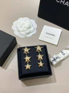 Chanel CC Star Dangle Earrings Gold