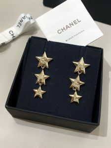 Chanel CC Star Dangle Earrings Gold