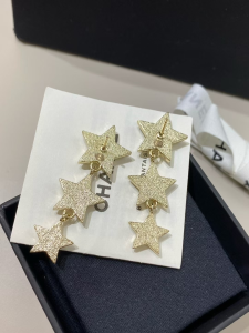 Chanel CC Star Dangle Earrings Gold