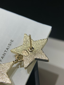 Chanel CC Star Dangle Earrings Gold