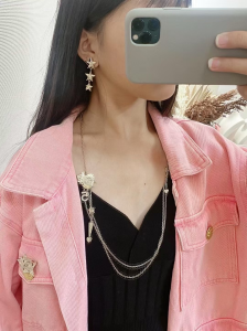 Chanel CC Star Dangle Earrings Gold