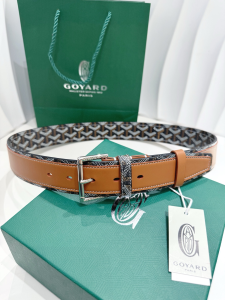 Goyard Florida Canvas and Leather Belt Brown 40CM Goyard Florida Canvas and Leather Belt Brown 40CM