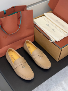 Loro Piana Summer Charms Walk Loafers Beige Grained Calf Leather Loro Piana Summer Charms Walk Loafers Beige Grained Calf Leather