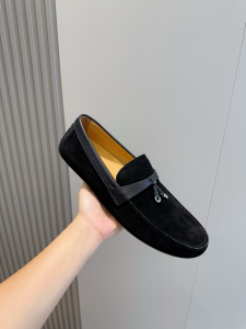 Loro Piana Summer Charms Walk Loafers Black Suede Calf Leather Loro Piana Summer Charms Walk Loafers Black Suede Calf Leather