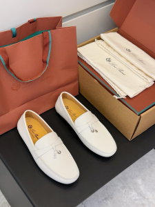 Loro Piana Summer Charms Walk Loafers White Grained Calf Leather Loro Piana Summer Charms Walk Loafers White Grained Calf Leather