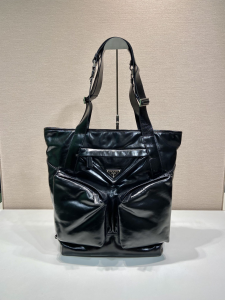 Prada Triangle Logo Leather Tote Bag Black 2VG120 Prada Triangle Logo Leather Tote Bag Black 2VG120