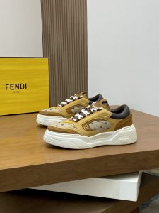 Fendi Force Low Tops Sneakers Beige Gray Brown Leather and Suede Fendi Force Low Tops Sneakers Beige Gray Brown Leather and Suede