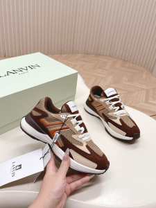 Lanvin Mesh and Suede Leather JLA Low Top Sneakers Beige Brown Lanvin Mesh and Suede Leather JLA Low Top Sneakers Beige Brown